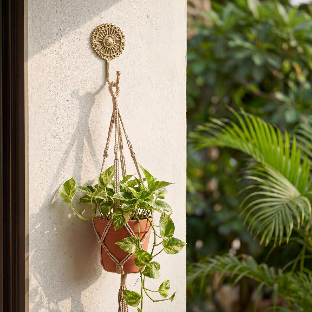 Indian Shelf Set of 3 Solid Brass Boho Wall Hooks for Coats and Keys