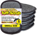 Original Scrub-N-Wipe Pad by Tuff-Scrub, 6-Pack, Microfiber, Multi-Surface, Non-Scratch, Dual-Sided, Scrubber for Dishes, Sinks, Non-Stick Cookware – Machine Washable, Durable Kitchen Sponge (Small)