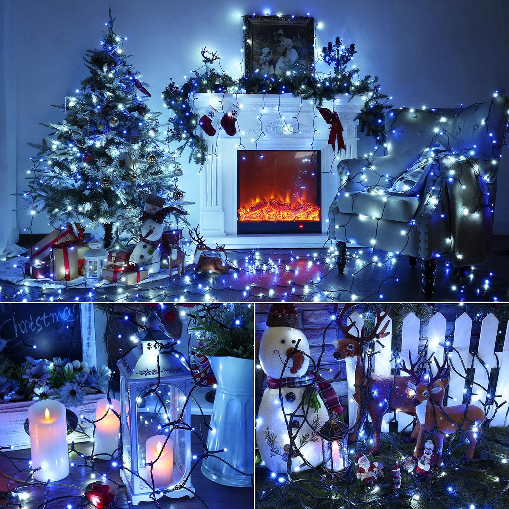 Brizled Blue White Christmas String Lights Indoor Outdoor, 78.74ft 240 LED
