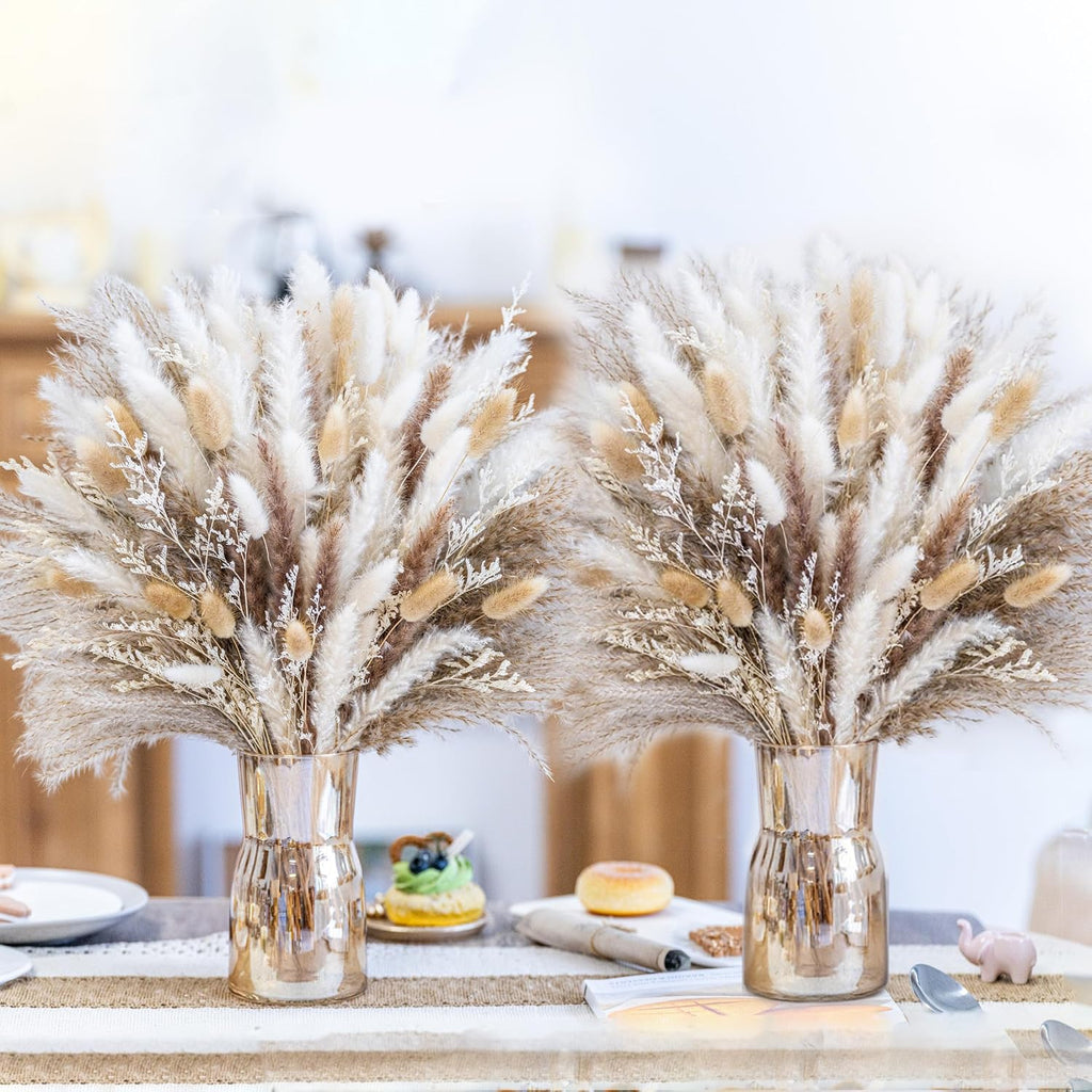 440PCS Natural Pampas Grass Decor Bouquet | Boho Dried Floral Arrangement Centerpiece Table Decor Wedding Decor Rustic Decor (440PCS)
