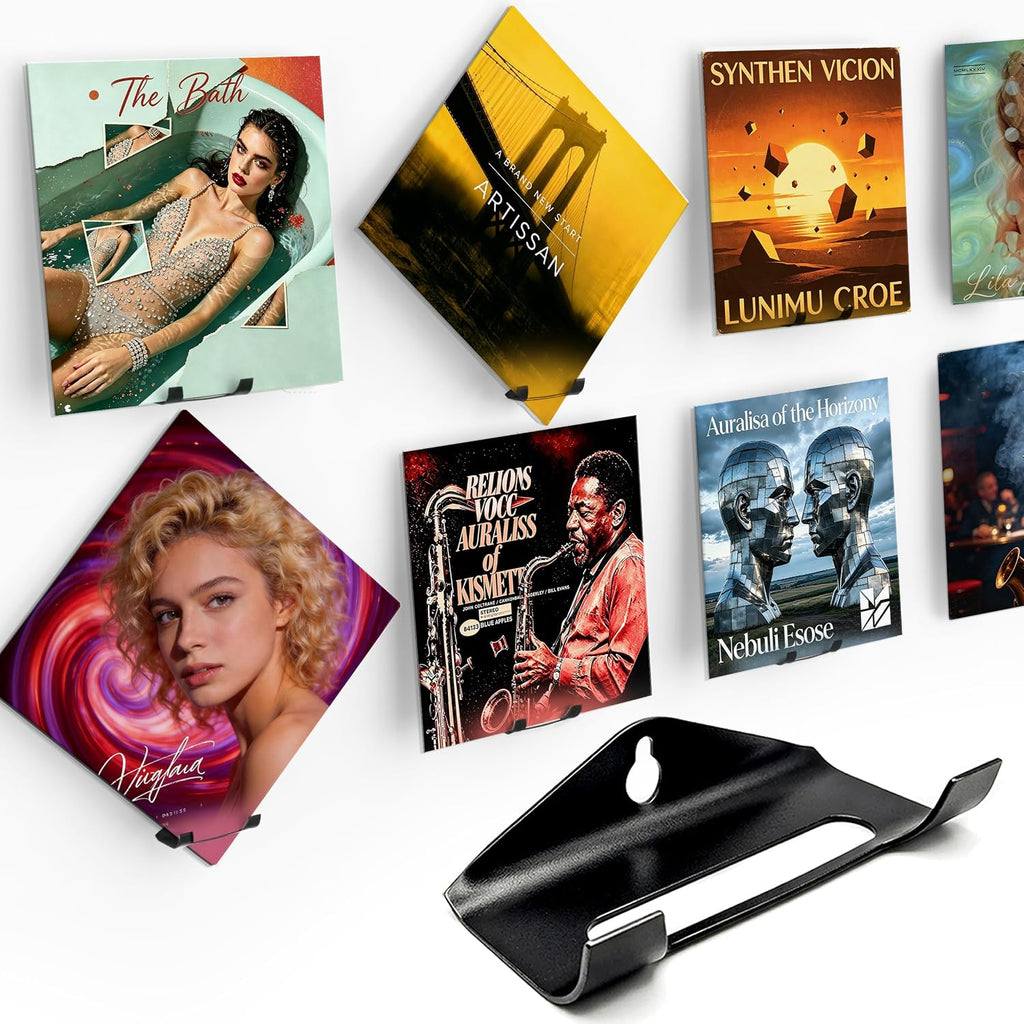 Vinyl Record Wall Mount Shelf, Custom Multi Angle Display, 9 Pcs