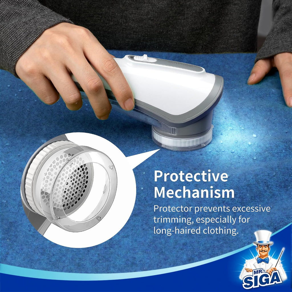 MR.SIGA Fabric Shaver and Lint Remover with 2 Replaceable 6-Leaf Blades