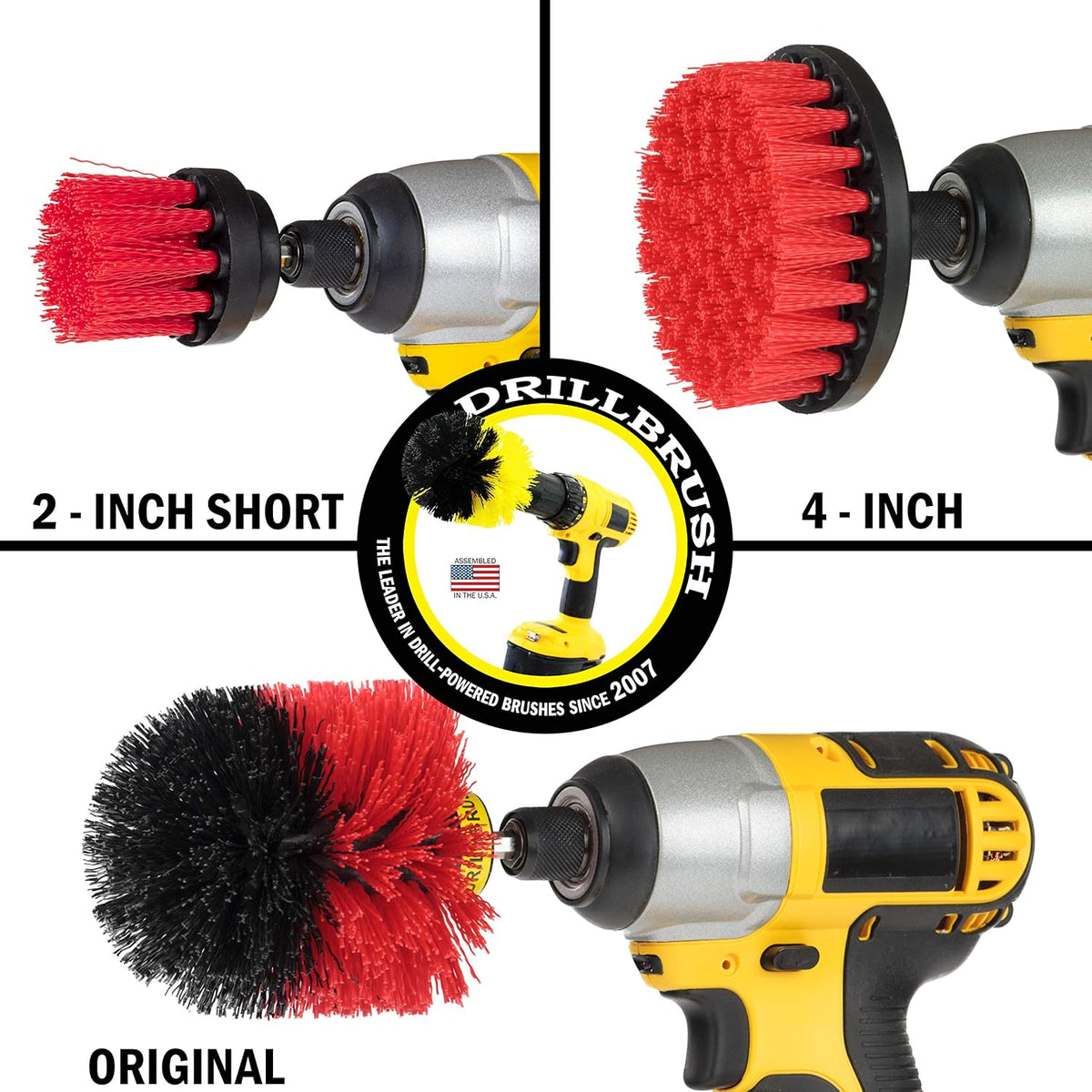 Outdoor Drill Powered Cleaning Brushes - Heavy Duty Deck Scrub Brush