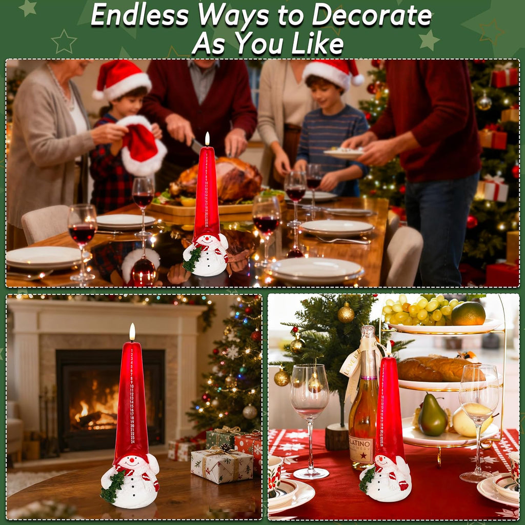 Christmas Flameless Candles with Remote, Snowman Shaped Countdown Candles