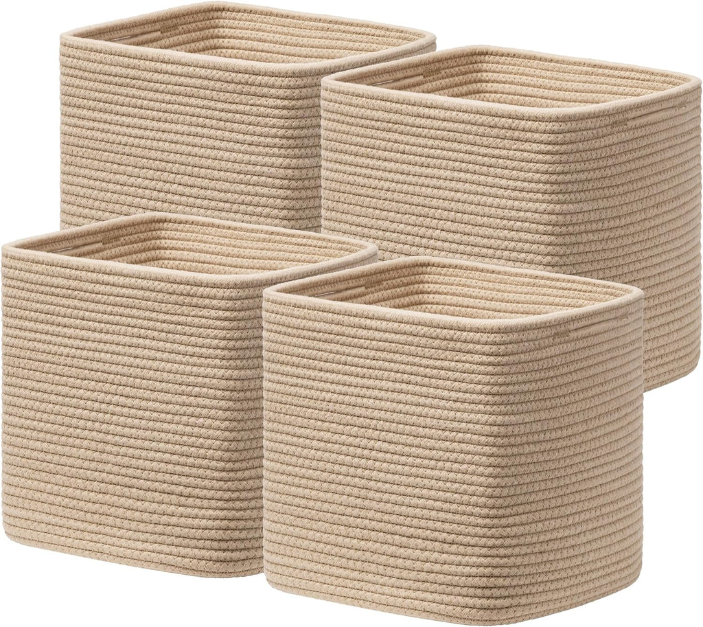 joybest 13inch Cube Storage Bins, Cotton Rope Woven Organizer Basket