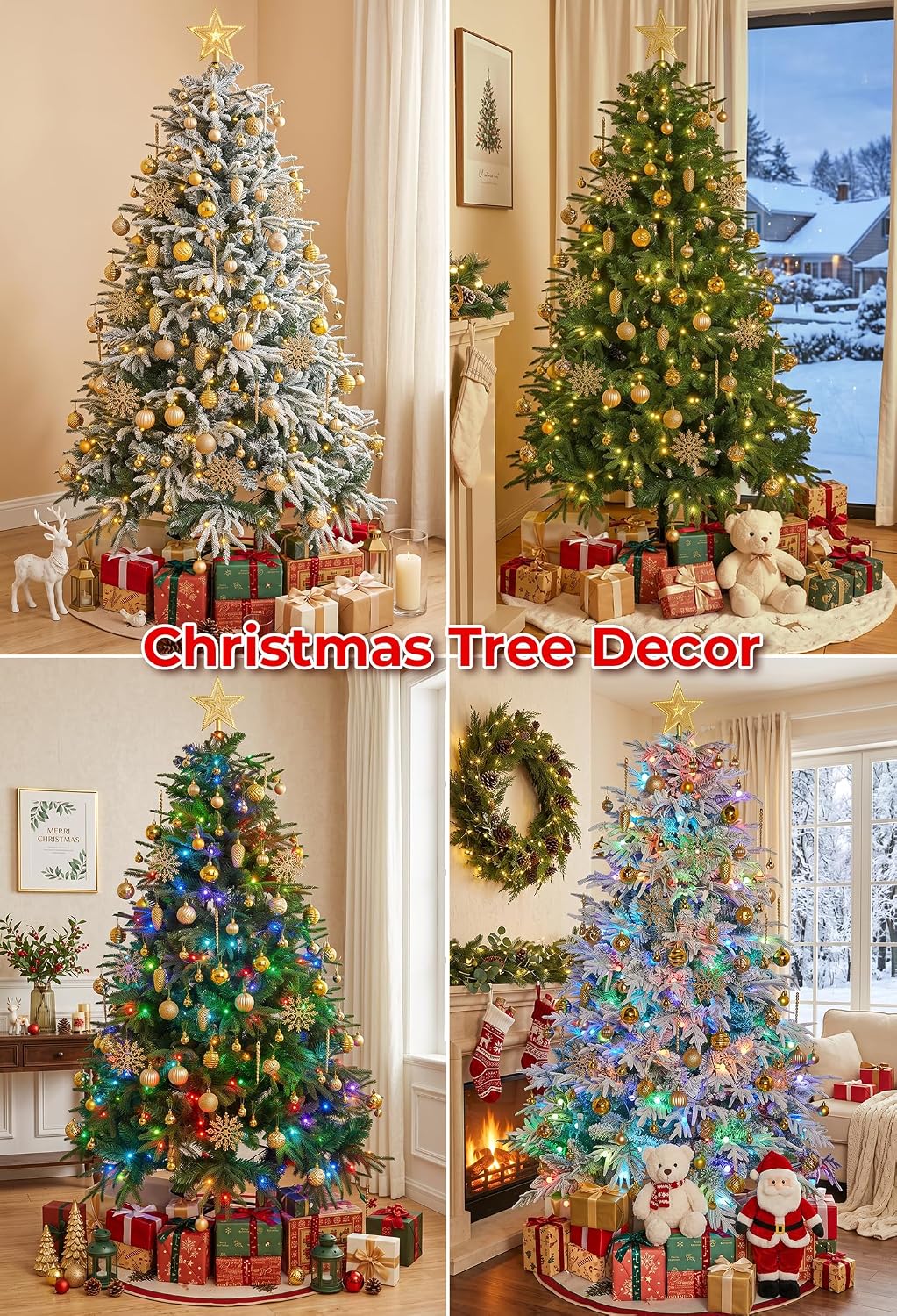 Brightown 100Pcs Christmas Tree Decorations Ornaments Set, Gold