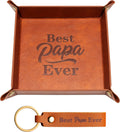 Haooryx Best Papa Ever PU Valet Tray and Keychain Desktop Storage Organizer