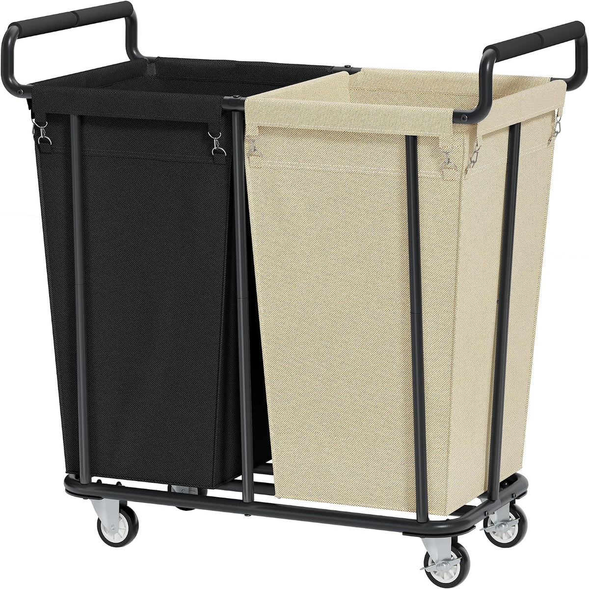 Gewudraw 2 Section Heavy Duty Laundry Basket with Wheels, 360L