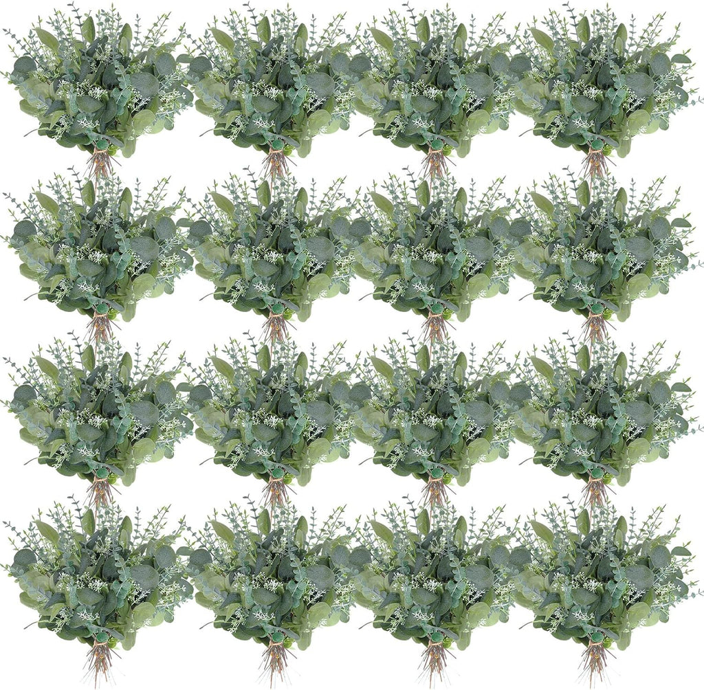 Tigeen 300 Pcs Artificial Eucalyptus Stems, 2 Styles Faux Greenery, Green