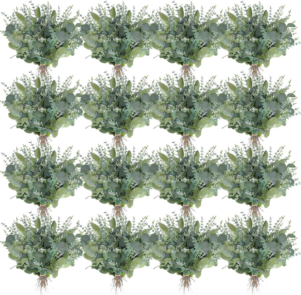 Tigeen 300 Pcs Artificial Eucalyptus Stems, 2 Styles Faux Greenery, Green