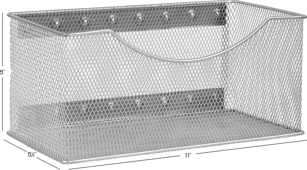 YBM HOME Wire Mesh Magnetic Storage Basket, Trash Caddy, Container, Desk Tray, Office Supply Organizer Silver for Refrigerator/Microwave Oven or Magnetic Surface in Kitchen or Office (1, Large)