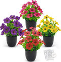 Der Rose 4 Pack Fake Plants with Fragrance Discs for Black Office Decor