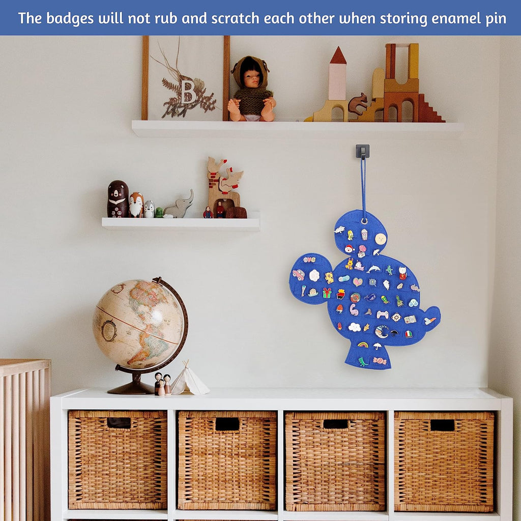 Hanging Enamel Pin Display Banner, Pin Board (Black+blue)