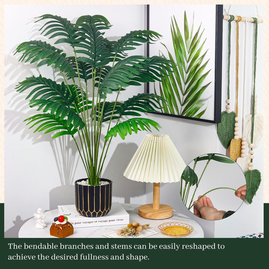 Der Rose 28" Fake Palm Tree, Artificial Plants Indoor with Black Gold Pot