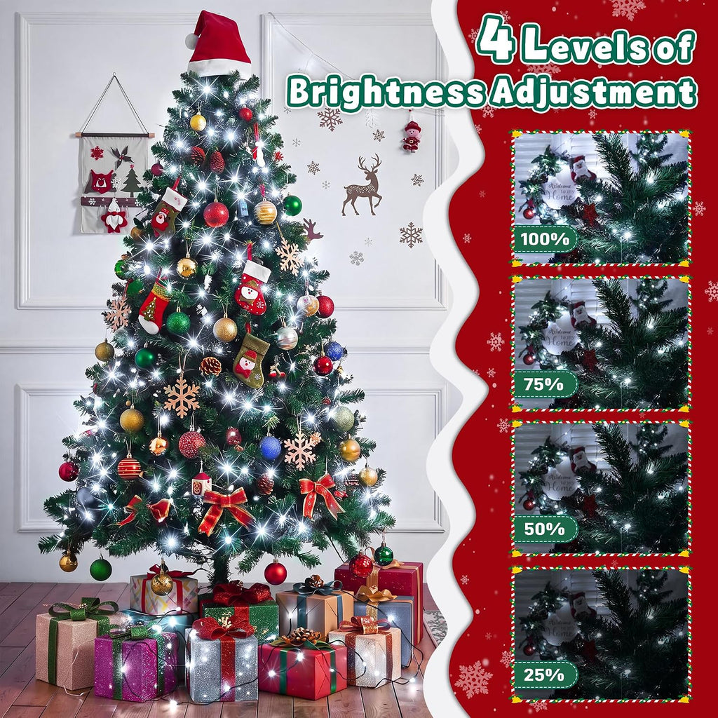 Outdoor Christmas Lights 300 LED 98FT, 13 Modes Cool White