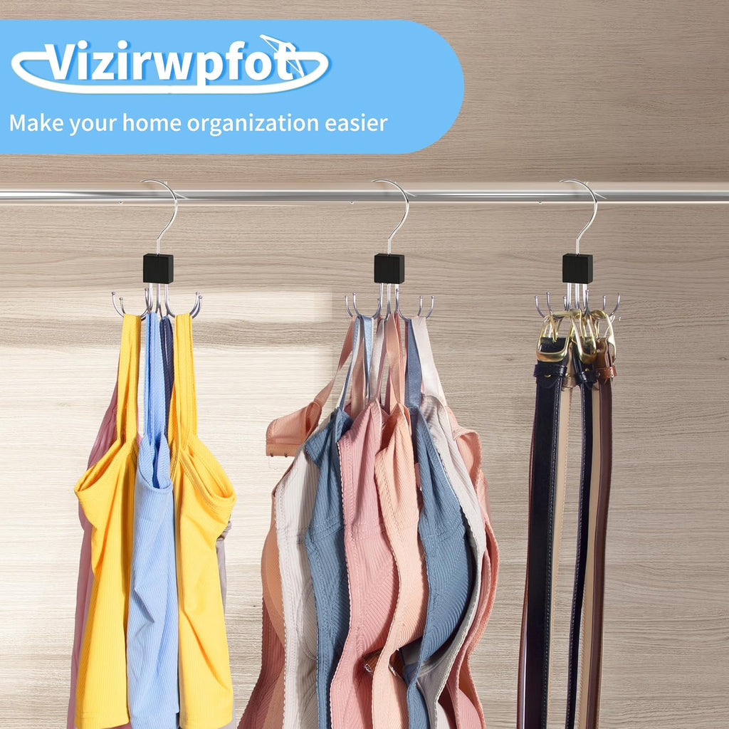 Tank Top Hanger,Rotatable Bra Hanger,Max 18 Storage Capacity Sports Bra Hangers,Space Saving Hangers for Dorm,Closet Organizers and Storage,Closet Organizer for Belt,Scarf, Purse,Black