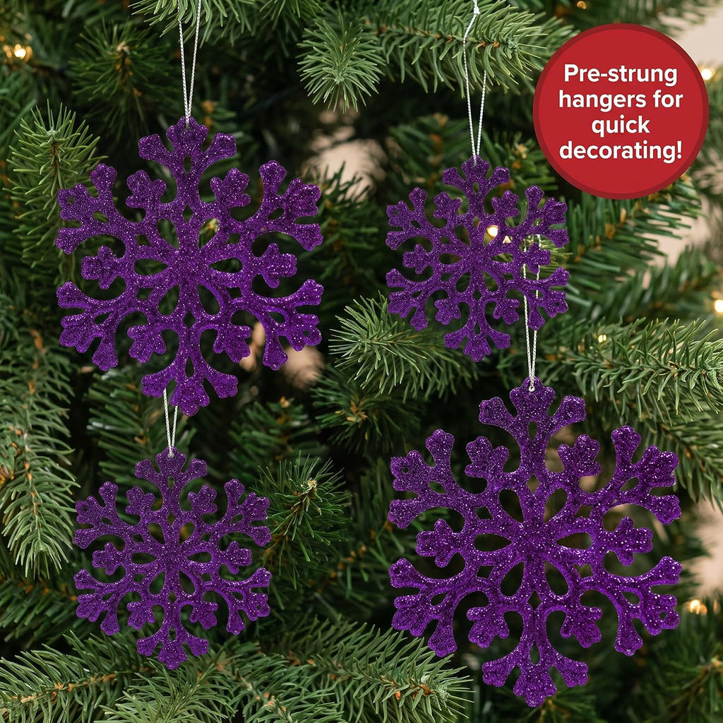 Purple Christmas Ornaments Ball Set for Tree Decor, Glitter