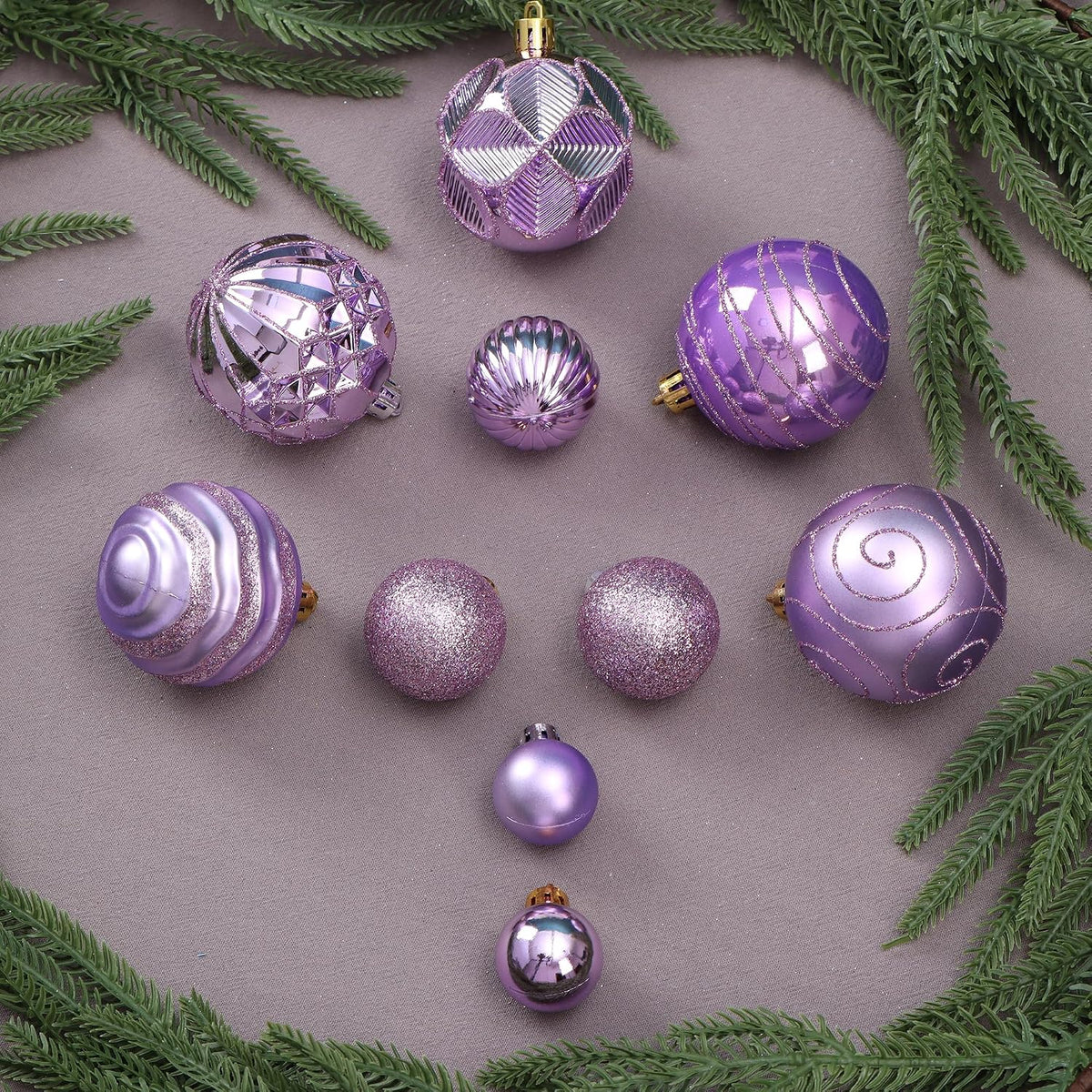 100Pcs Light Purple Christmas Ball Ornaments Vintage Tree Decorations