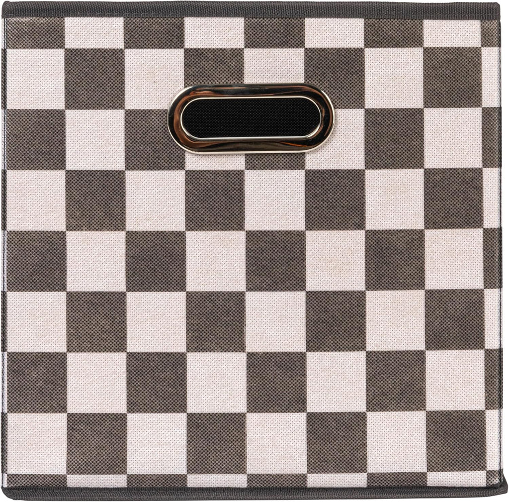 Household Essentials Fabric Storage Bins 6 Piece Set, Checkerboard White and Black