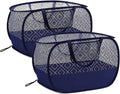 100L Extra Large Mesh Pop Up Laundry Hamper 2 Pack with Pocket and bag