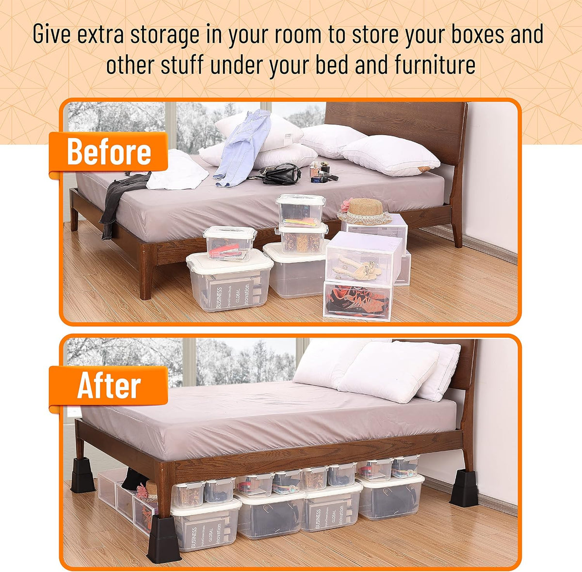 Mr. Pen- Adjustable Bed Risers, Furniture Risers, Set of 4 Risers