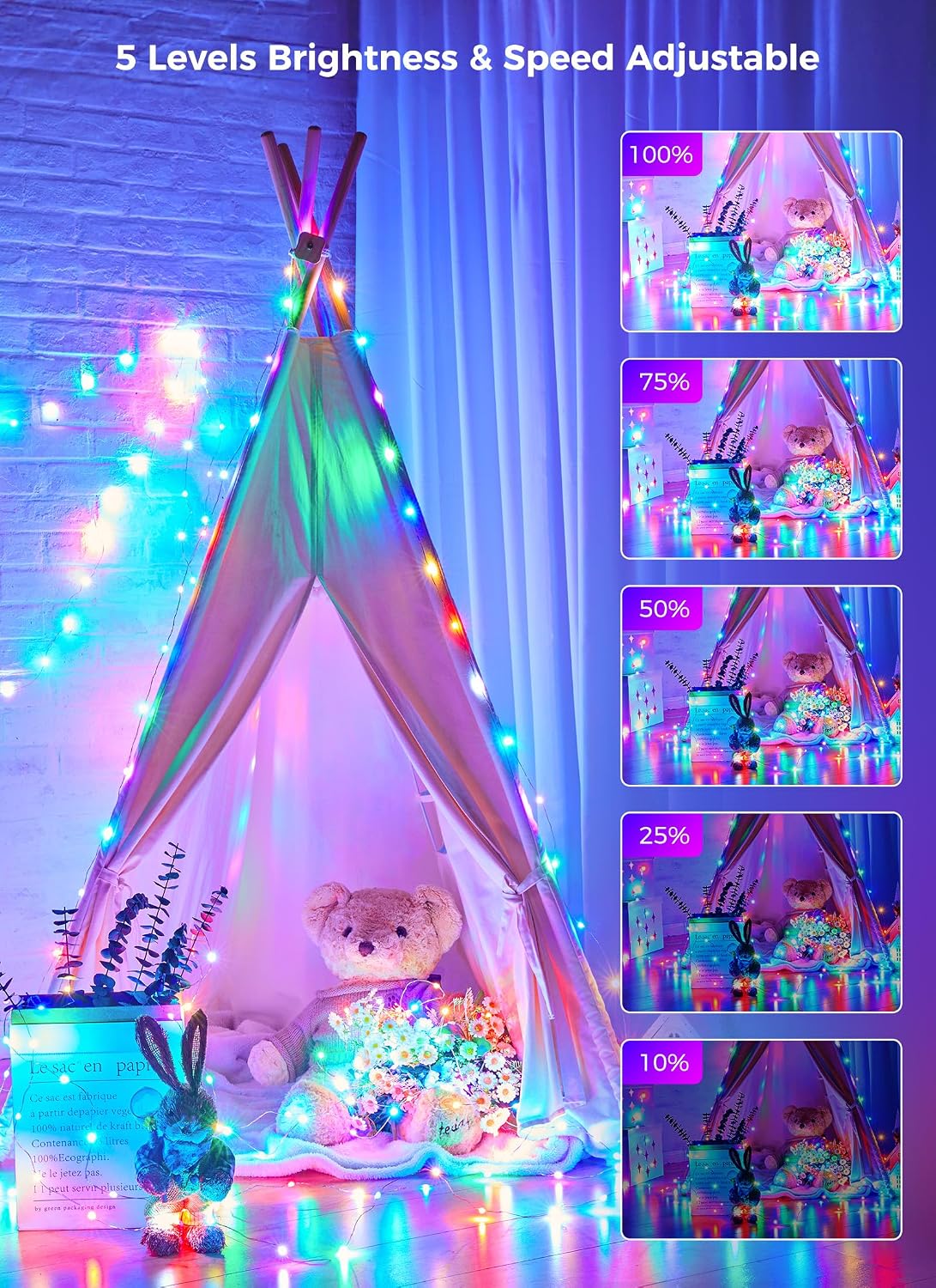 Color Changing Fairy Lights Plug in, 33FT 100 LED String Lights with Remote