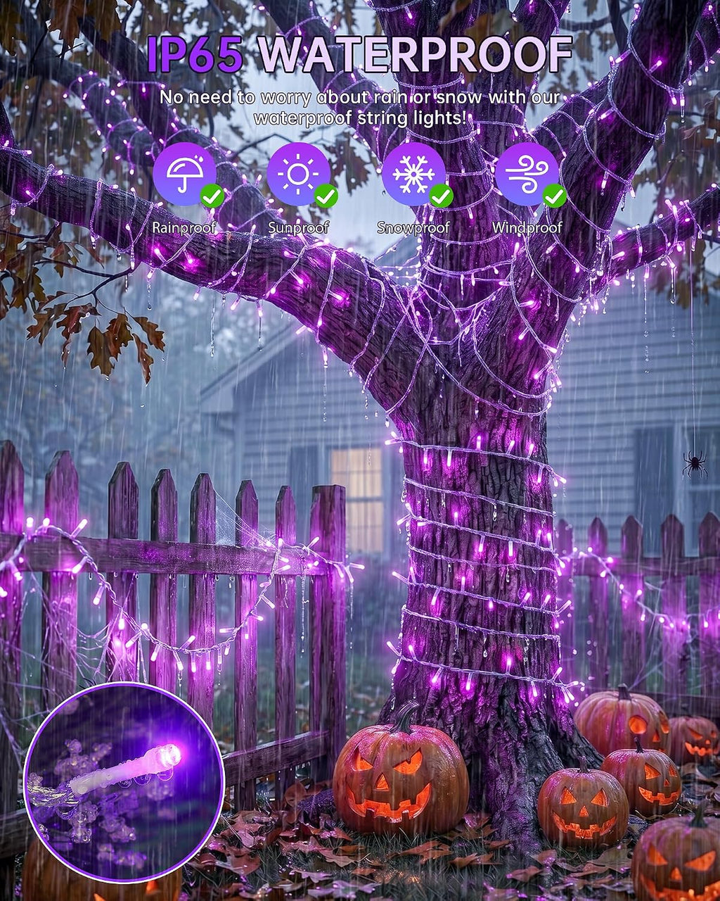 33FT 100 LED Purple Halloween Christmas Fairy Twinkle String Lights
