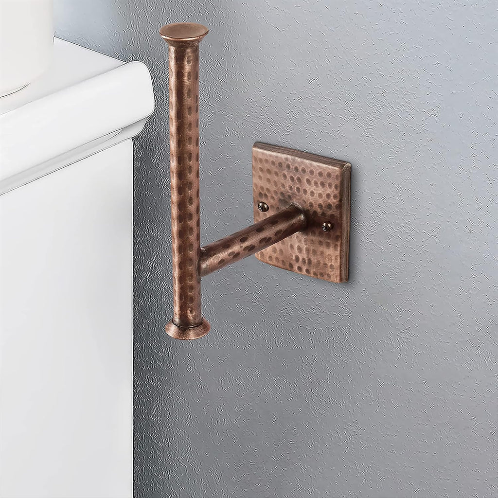 Monarch Abode Bathroom Toilet Paper Holder – 7-inch Traditional Hand Hammered Metal Wall Mounted Toilet Paper Holder, Wall Mount Organizer Antique Copper Finish Decorative Tissue Holders for Bathroom