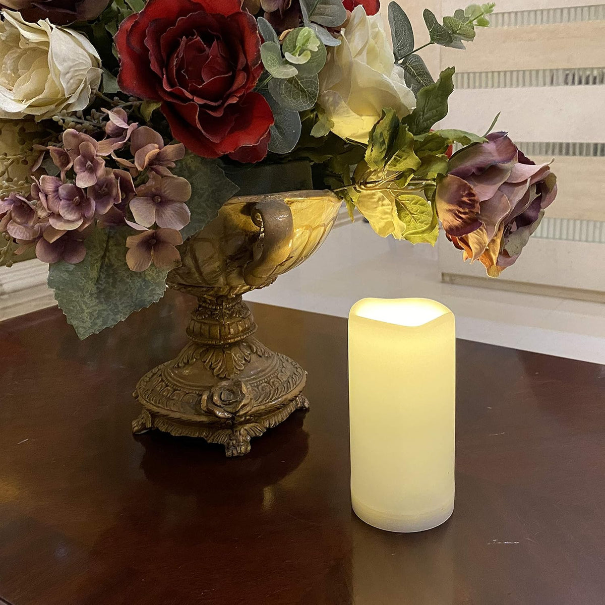 Waterproof Outdoor Flameless Pillar Candle with Timer, 1 Pack, 3” x 6”