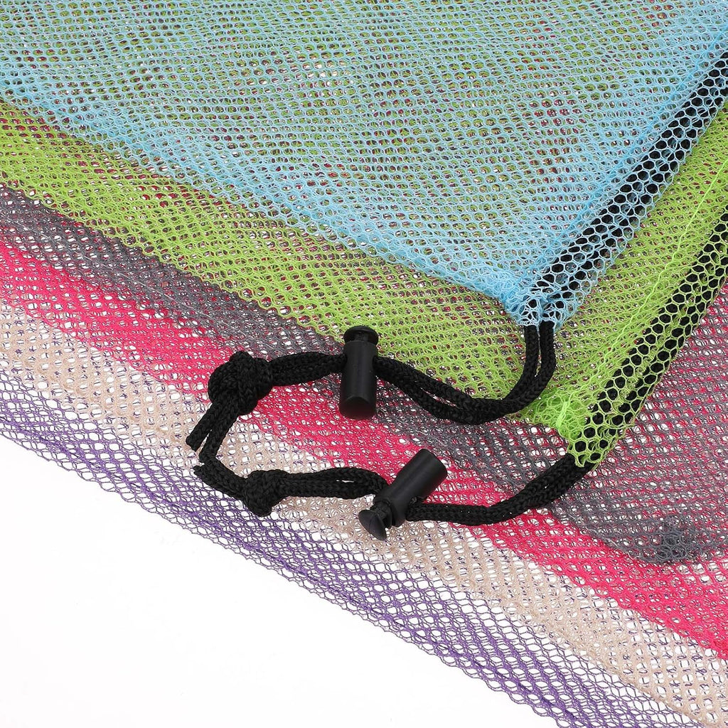 Hariendny 6 Pcs 11 x 15 Inch Nylon Mesh Drawstring Laundry Bags, Mesh Stuff Sacks with Cord Lock Closure, Breathable, Large Capacity, Multicolor for Travel, Gym, Home