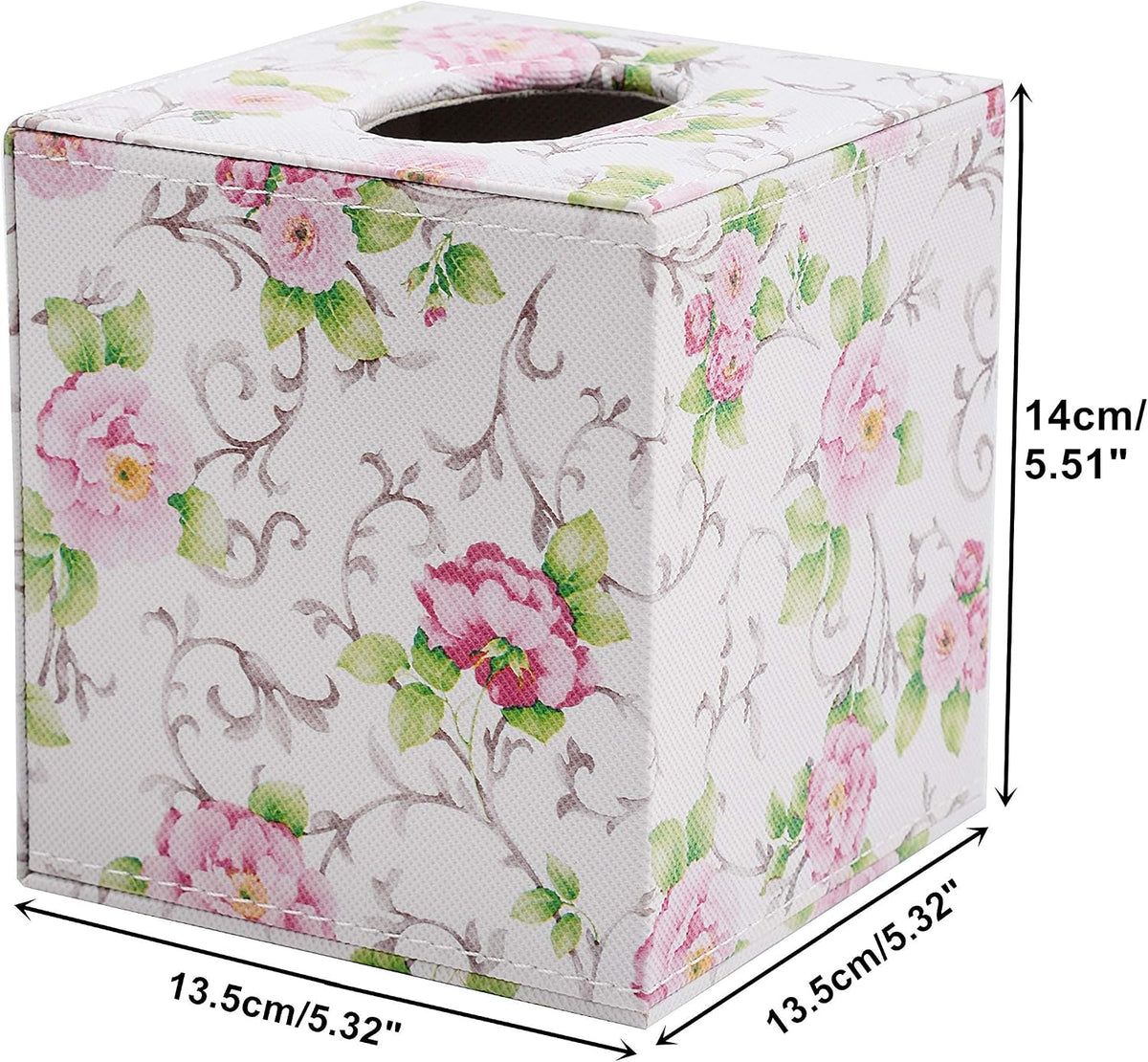 S Forever Home Decor Flower Pattern Faux Leather Tissue Box Cover (Square,Leopard)
