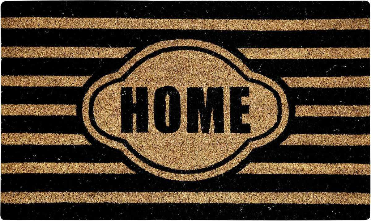 Ackland Coir Doormat | Clara Black Stripe Home | 18" x 30"