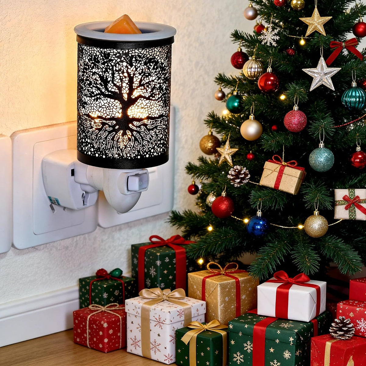 ASAWASA Metal Plug-in Wax Warmer with 1 pics Silicone liner(Banyan)