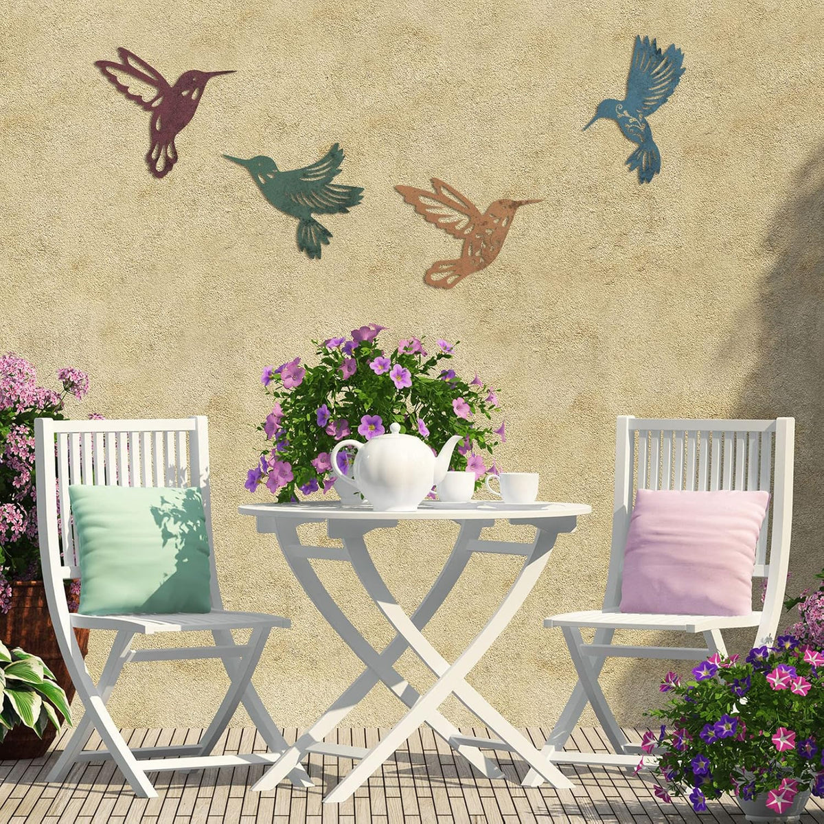 Teling 4 Pcs Metal Hummingbird Wall Art Decor for Modern Farmhouse Home