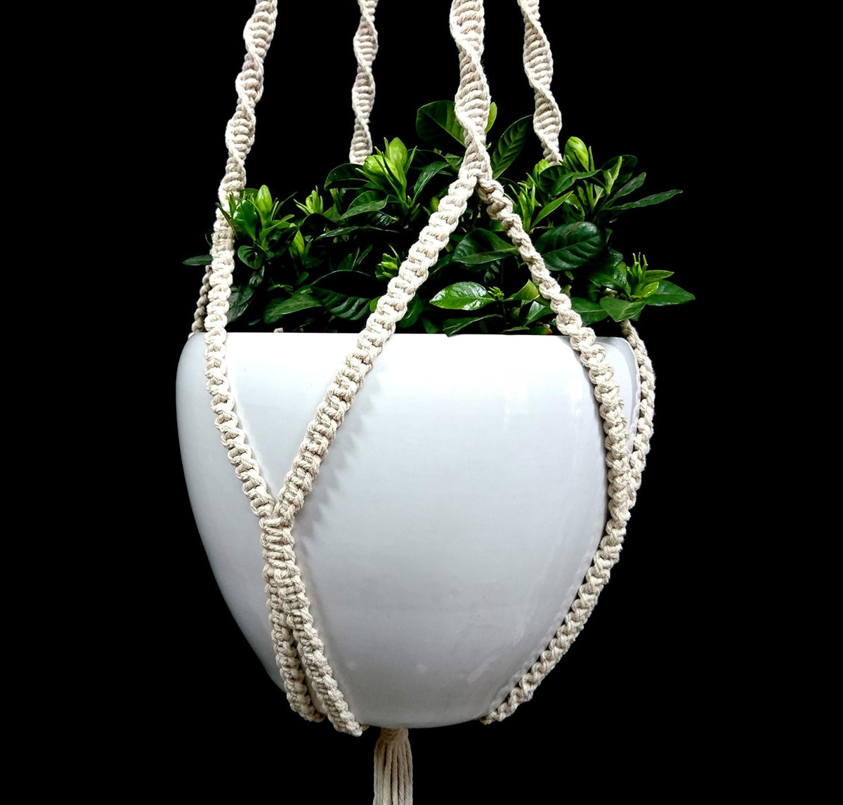 4 Legs Cotton Rope Macrame Plant Hanger Hanging Planter Holders Cream Color, 48-inches for 10-12" Pot (Cream)