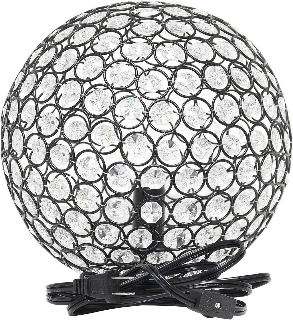 Elegant Designs LT1067-RBZ 10" Elipse Crystal Collection Metal Crystal Ball Sequin Table Desk Lamp for Accent Lighting, Décor, Living Room, Restoration Bronze