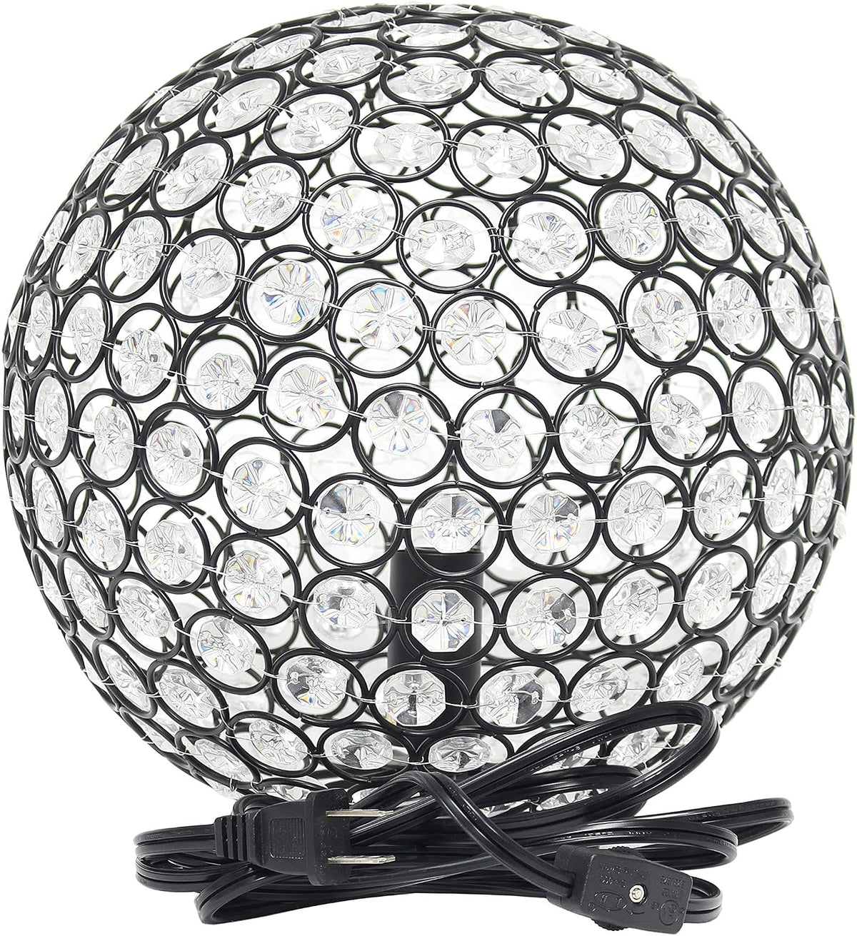 Elegant Designs LT1067-RBZ 10" Elipse Crystal Collection Metal Crystal Ball Sequin Table Desk Lamp for Accent Lighting, Décor, Living Room, Restoration Bronze