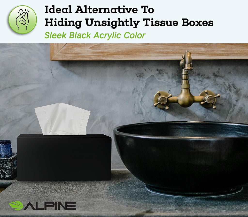 Alpine Industries Acrylic Rectangular Facial Tissue Dispenser Box - Modern Plastic Paper Towel Holder for Car, Kitchen Countertop, Bathroom & Shop (Rectangular)