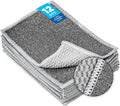Microfiber Wholesale Scrubber Cloths (12 Pack, Grey) – Scrub Without Scratching, Safe for Non-Stick, Stainless & Glass – Two-Sided 4"x6" Dish Scrubbing Cloths, Bulk Value, No Sponge Smell