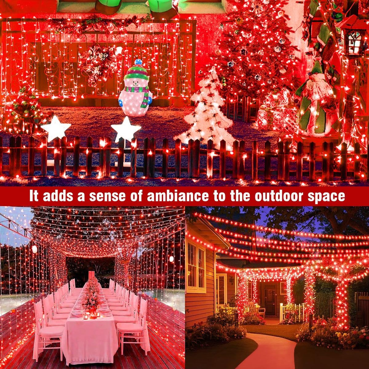 400FT Red LED Fairy Lights, Christmas String Lights with Remote, 8 Lighting Modes, Waterproof Plug-in Lights for Valentine, Halloween, Fireplace, Banister, Restaurant, Bar, Shop Display
