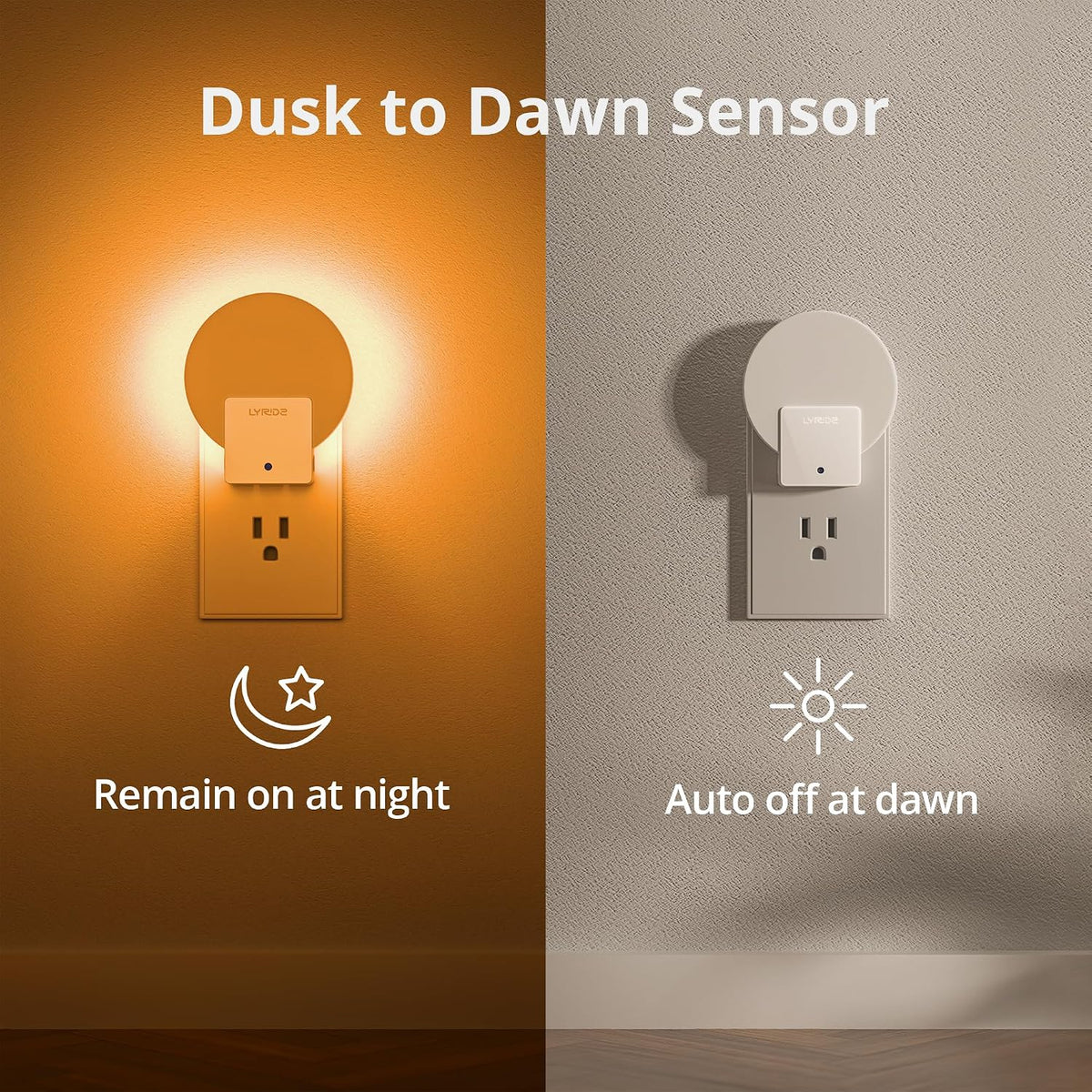 Lyridz Plug-in LED Backlit Night Light with Dusk-to-Dawn Sensor, 4-Pack