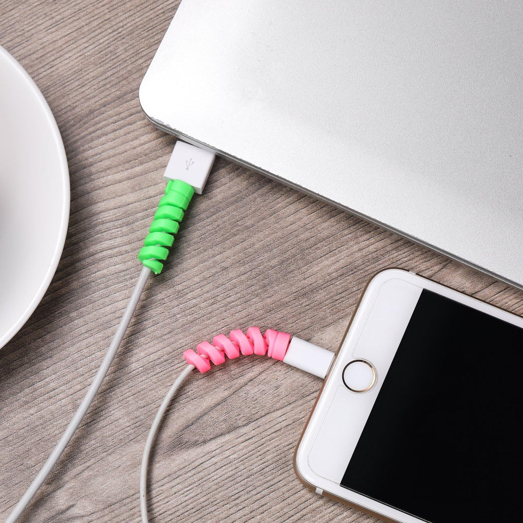Jetec 24 Pieces Charger Cable Saver, Silicone Flexible Cable Wire Protector, Mouse Cable Protector, Suit for All Cellphone Data Lines (6 Black, 6 Pink, 6 Blue, 6 Green)