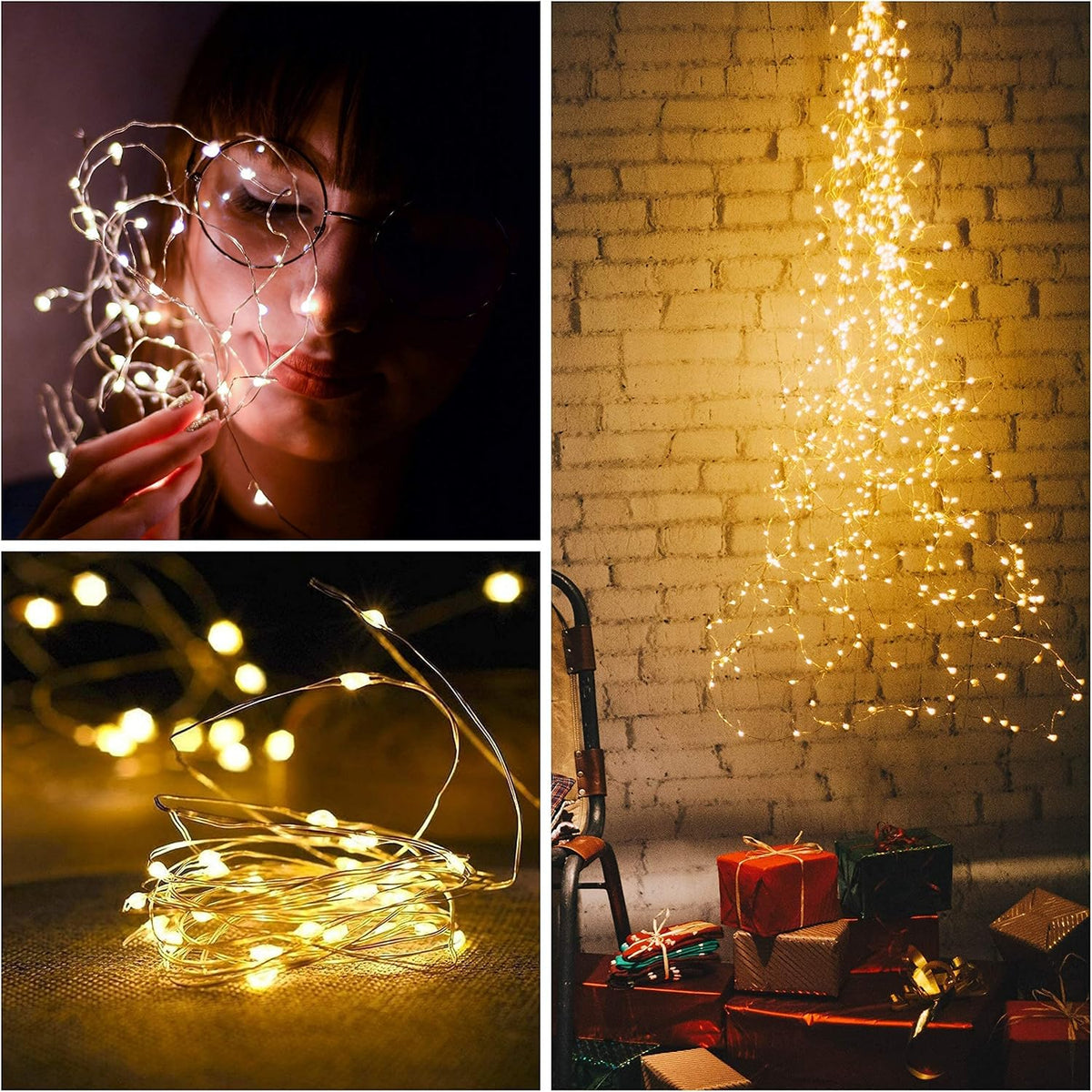 SmilingTown Battery Operated Fairy Lights, 24 Pack 20 LED 7.2ft Silver Wire Mini String Lights for Mason Jar, Bottle, Wedding Centerpiece, Halloween Christmas Party, Bedroom Indoor Decor (Warm White)