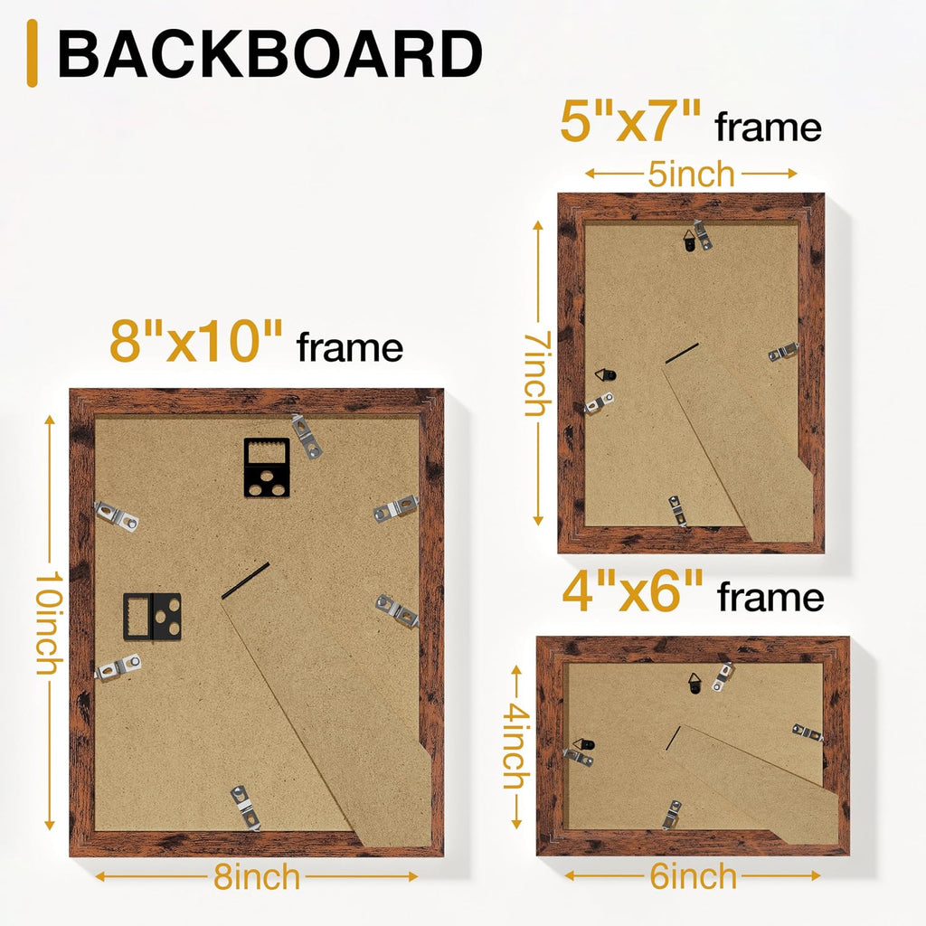 Vittanly 10 Pack Picture Frames Collage Wall Decor, Rustic Brown