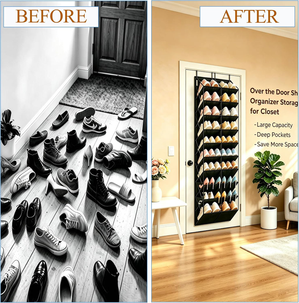 20-30 Pair Over The Door Shoe Organizer,10-Tier Breathable Hanging Shoe Rack for Closet,Upgrade Anti-Scratch Heavy Duty Hook Fit All the Family's Sneakers, Boots, Heels