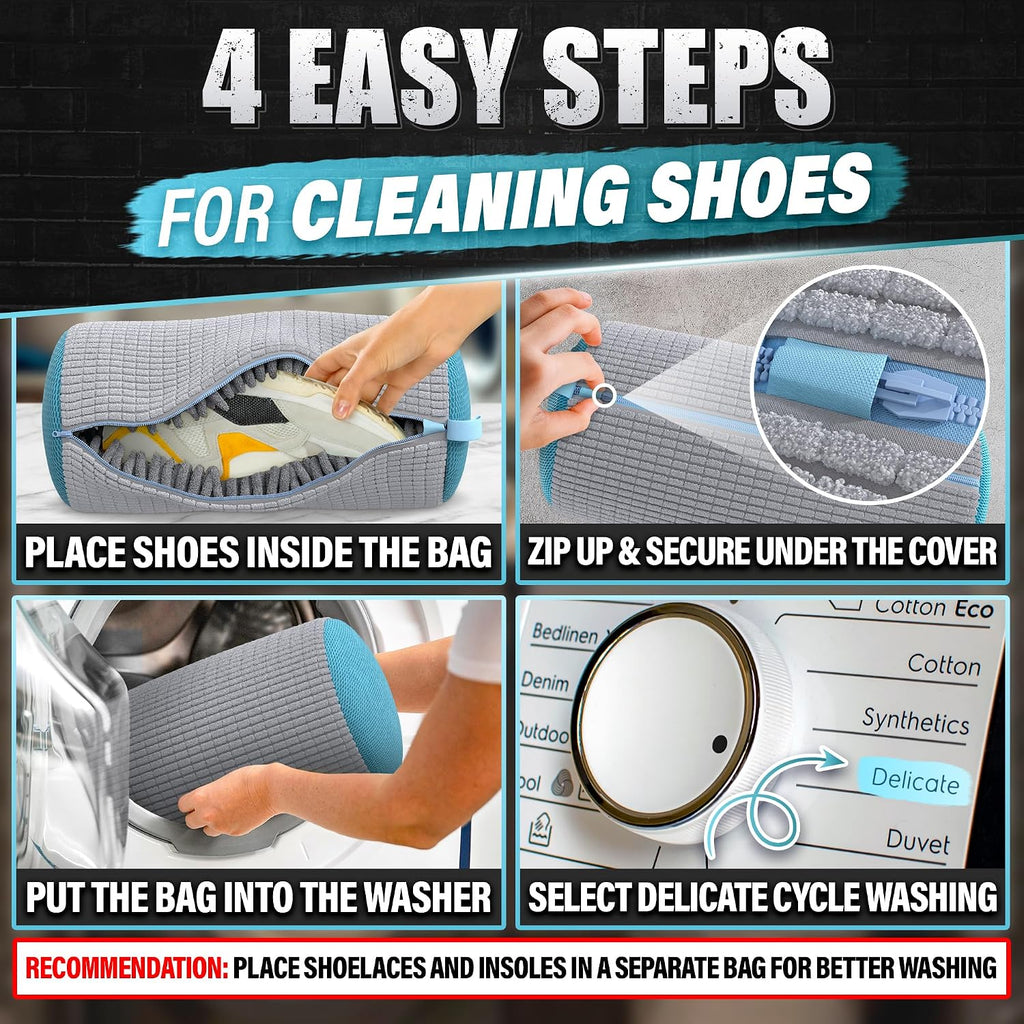 2 Pcs XXL Shoe Washing Machine Bag, Tennis Shoe Laundry Bag, Gray