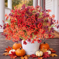Sggvecsy Artificial Flowers for Outdoors 12 Bundles Realistic Faux Plants Fake Silk UV Resistant Flower for Boxwood Planter Patio Porch Outside(Orange Pink Red Burgundy)