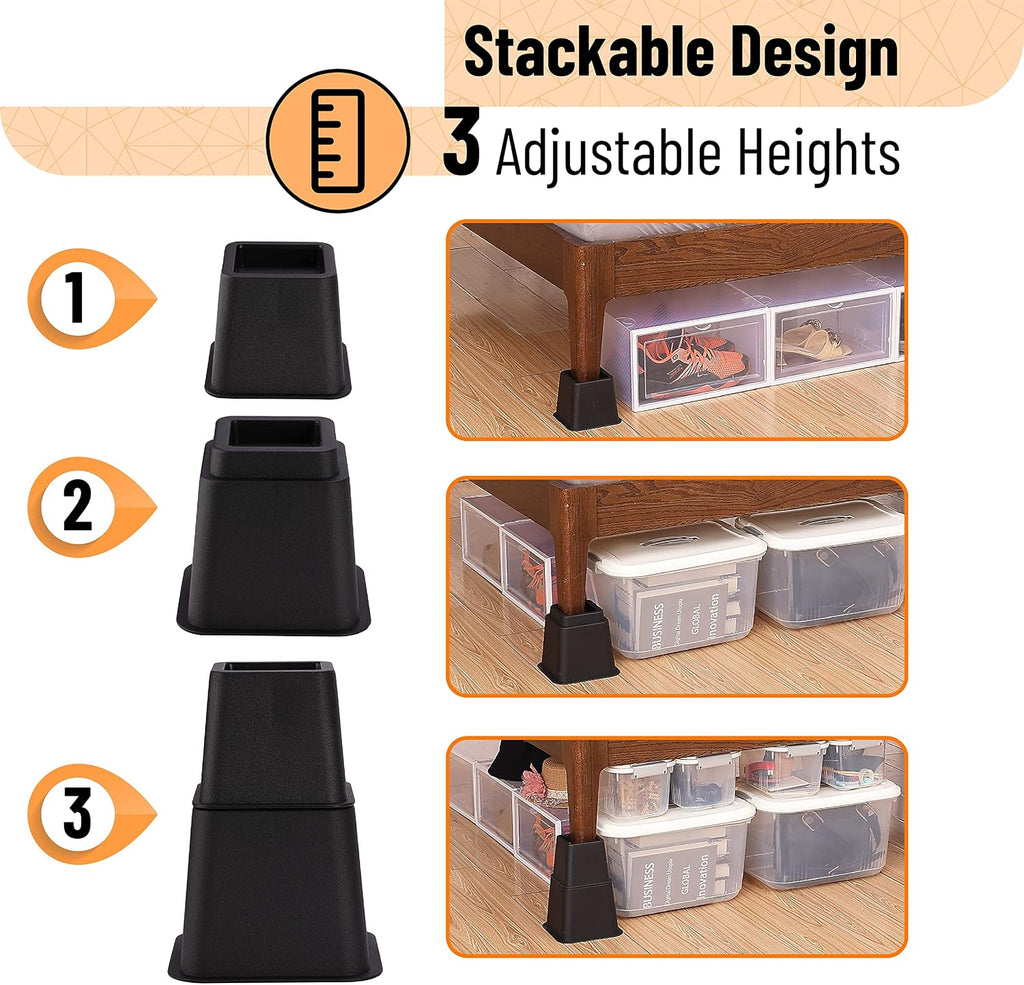 Mr. Pen- Adjustable Bed Risers, Furniture Risers, Set of 4 Risers
