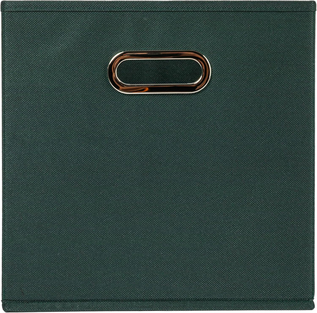 Household Essentials Foldable Fabric Storage Cubes 6-Pack – 11x11x11 Stackable Non-Woven Bins with Chipboard Sides & Grommet Handles – Closet, Shelf, Nursery, or Office Organizer – Dark Green