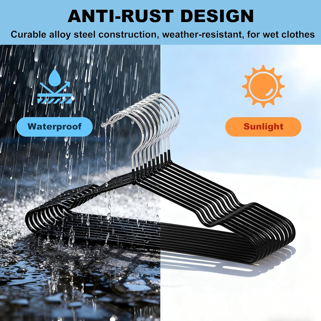 Quality Non-Slip Metal Hangers 200 Pack - Slim Space Saving for Closet